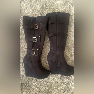 Beautiful belted wedge boots size 5.
